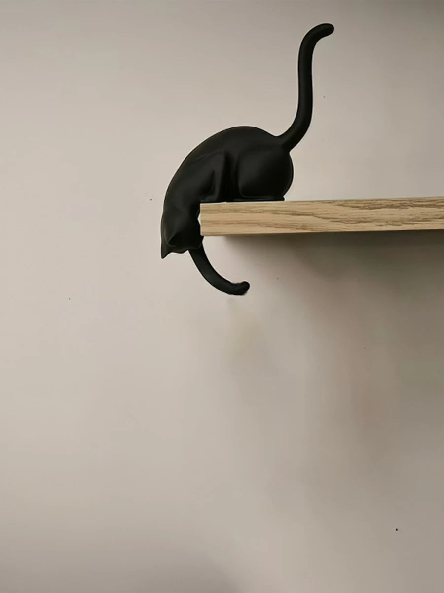 2-In-1 Cat Shelf Hook & Creative Decor Night Light with Lantern Figurine Statue Home Bedroom Desk Ornament Decor Night Light 1PC
