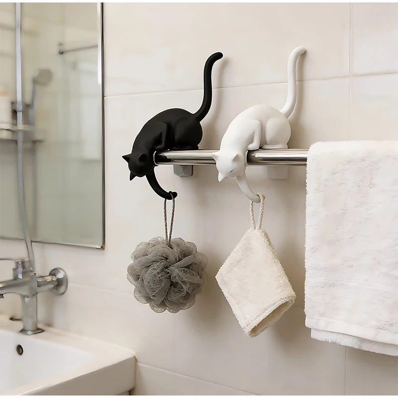 2-In-1 Cat Shelf Hook & Creative Decor Night Light with Lantern Figurine Statue Home Bedroom Desk Ornament Decor Night Light 1PC
