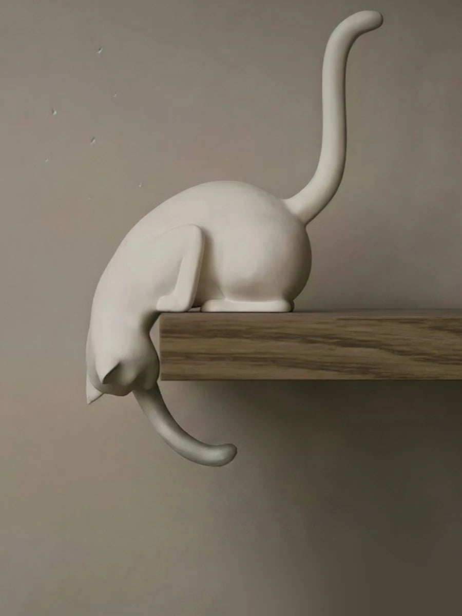 2-In-1 Cat Shelf Hook & Creative Decor Night Light with Lantern Figurine Statue Home Bedroom Desk Ornament Decor Night Light 1PC