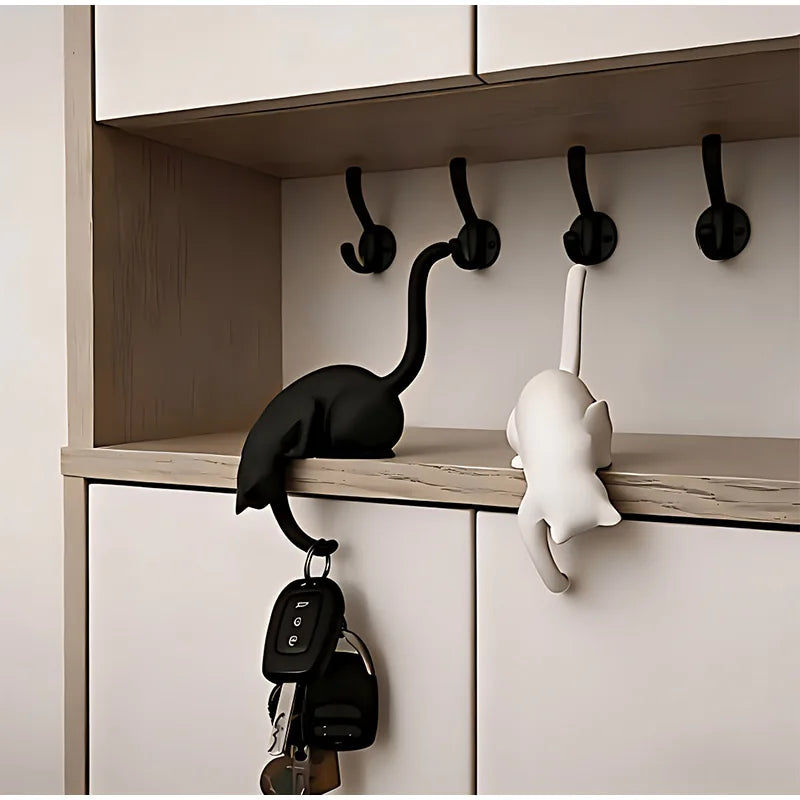 2-In-1 Cat Shelf Hook & Creative Decor Night Light with Lantern Figurine Statue Home Bedroom Desk Ornament Decor Night Light 1PC