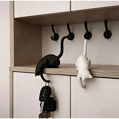 2-In-1 Cat Shelf Hook & Creative Decor Night Light with Lantern Figurine Statue Home Bedroom Desk Ornament Decor Night Light 1PC