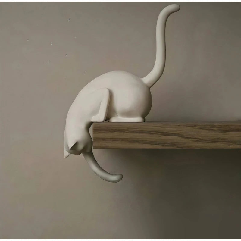 2-In-1 Cat Shelf Hook & Creative Decor Night Light with Lantern Figurine Statue Home Bedroom Desk Ornament Decor Night Light 1PC
